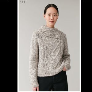 COS Cable Knit Sweater with Split Neck